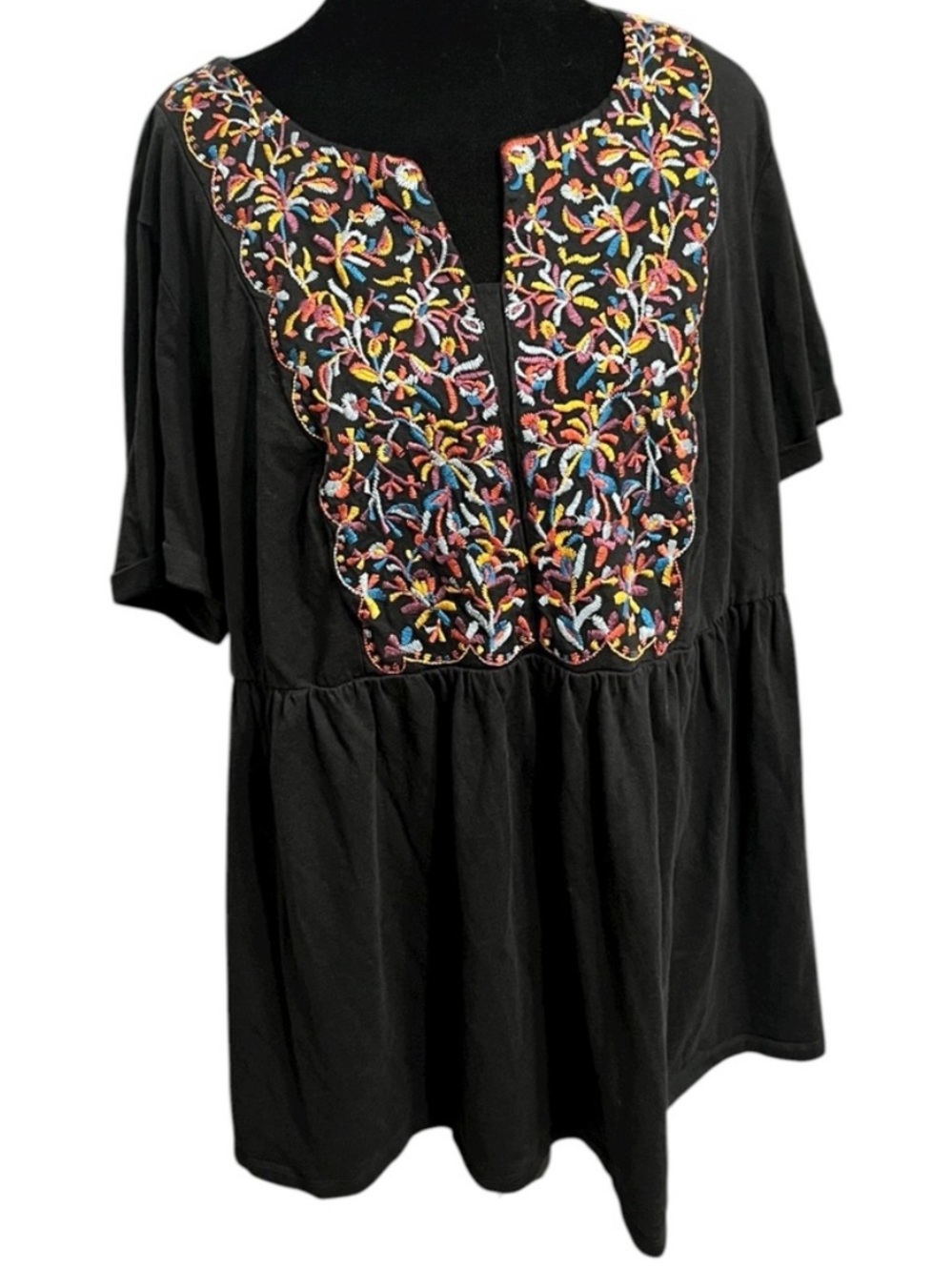 Woman Within Embroidered Short Sleeve Tee 1X